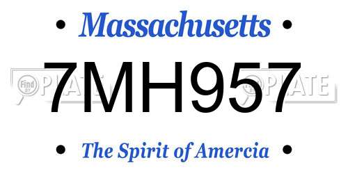 7MH957 Massachusetts License Plate