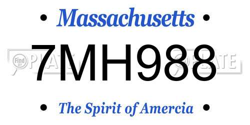 7MH988 Massachusetts License Plate