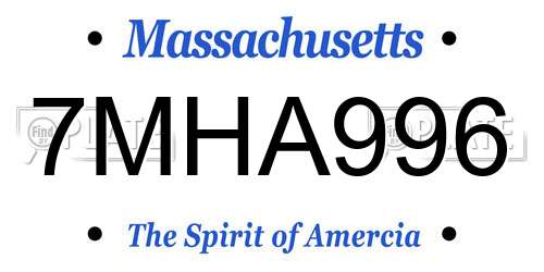 7MHA996 Massachusetts License Plate