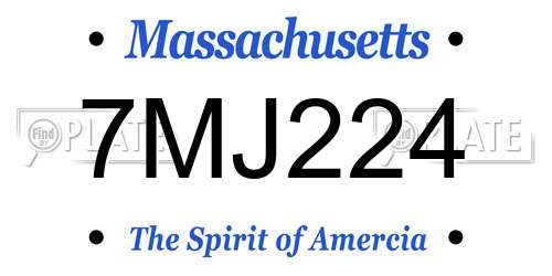 7MJ224 Massachusetts License Plate