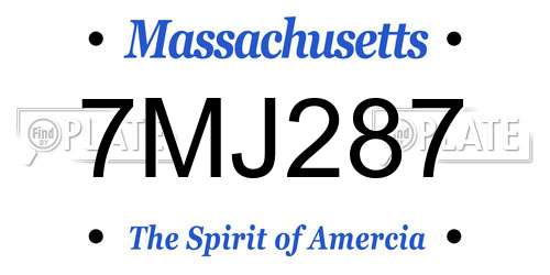 7MJ287 Massachusetts License Plate