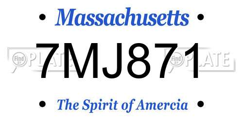7MJ871 Massachusetts License Plate