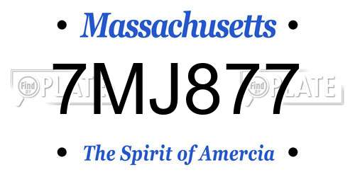 7MJ877 Massachusetts License Plate