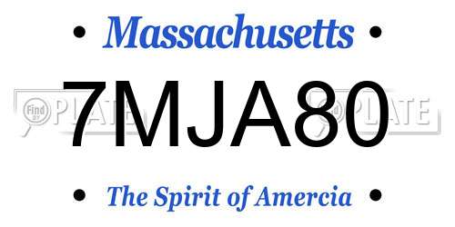 7MJA80 Massachusetts License Plate