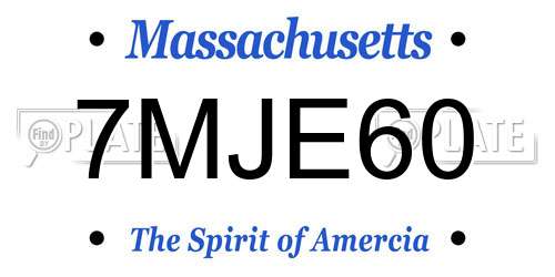 7MJE60 Massachusetts License Plate