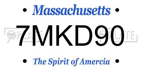 7MKD90 Massachusetts License Plate