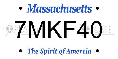 7MKF40 Massachusetts License Plate