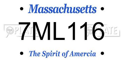 7ML116 Massachusetts License Plate