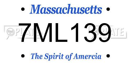 7ML139 Massachusetts License Plate