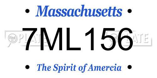 7ML156 Massachusetts License Plate