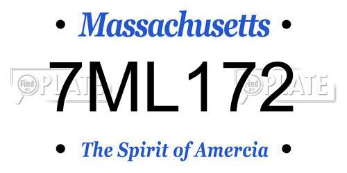 7ML172 Massachusetts License Plate