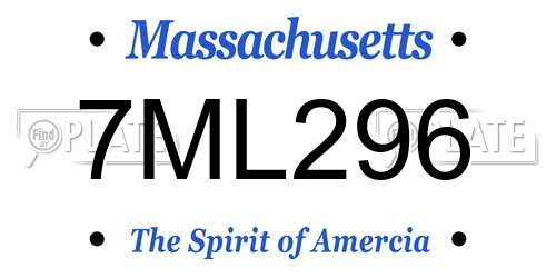 7ML296 Massachusetts License Plate