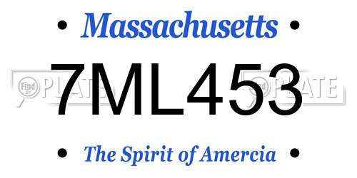 7ML453 Massachusetts License Plate