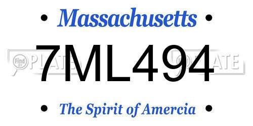 7ML494 Massachusetts License Plate