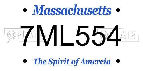 7ML554 Massachusetts License Plate