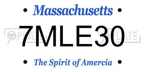 7MLE30 Massachusetts License Plate