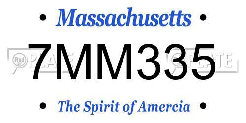 7MM335 Massachusetts License Plate