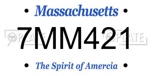 7MM421 Massachusetts License Plate