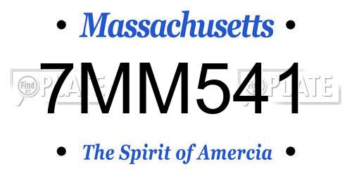 7MM541 Massachusetts License Plate