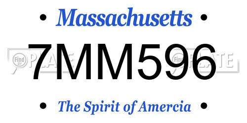 7MM596 Massachusetts License Plate