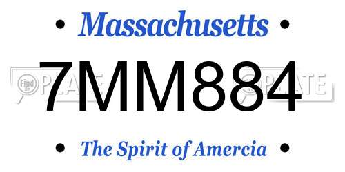 7MM884 Massachusetts License Plate