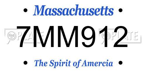 7MM912 Massachusetts License Plate