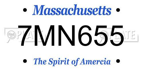 7MN655 Massachusetts License Plate