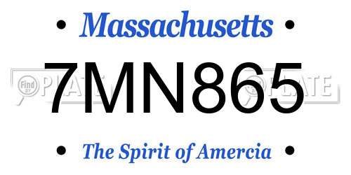 7MN865 Massachusetts License Plate