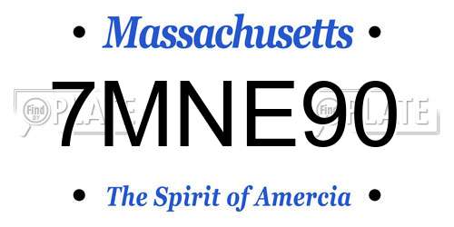 7MNE90 Massachusetts License Plate