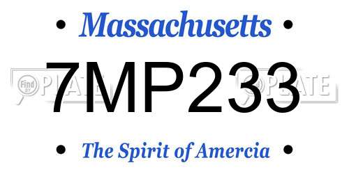 7MP233 Massachusetts License Plate