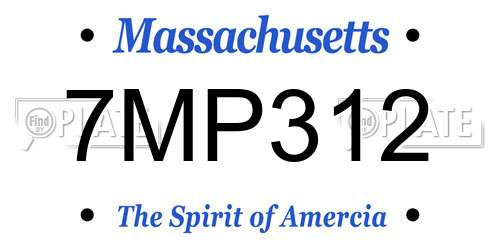 7MP312 Massachusetts License Plate