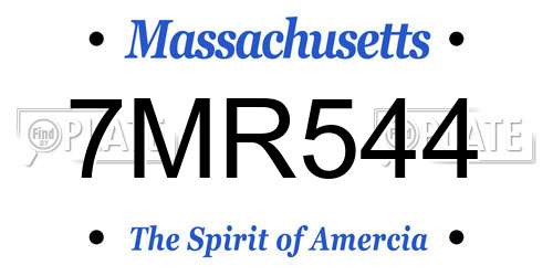 7MR544 Massachusetts License Plate