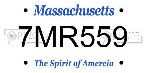 7MR559 Massachusetts License Plate
