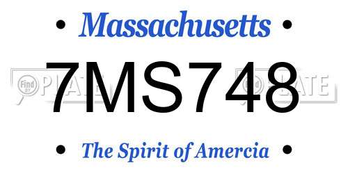 7MS748 Massachusetts License Plate