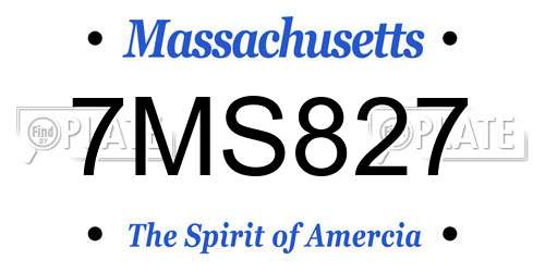 7MS827 Massachusetts License Plate
