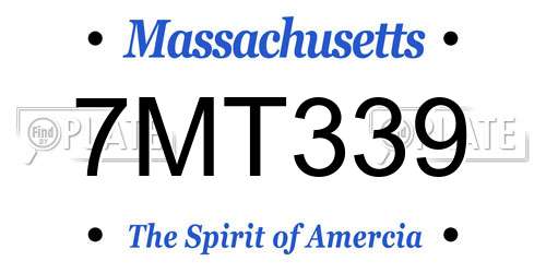 7MT339 Massachusetts License Plate