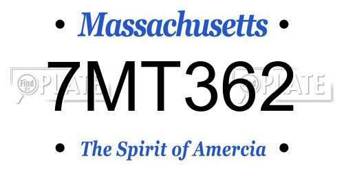 7MT362 Massachusetts License Plate