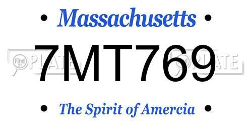 7MT769 Massachusetts License Plate
