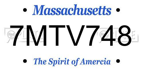 7MTV748 Massachusetts License Plate
