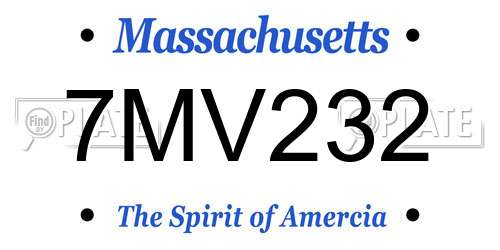 7MV232 Massachusetts License Plate