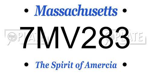7MV283 Massachusetts License Plate
