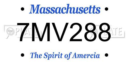 7MV288 Massachusetts License Plate