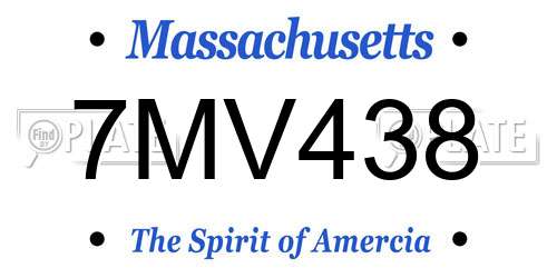 7MV438 Massachusetts License Plate