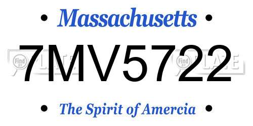 7MV5722 Massachusetts License Plate