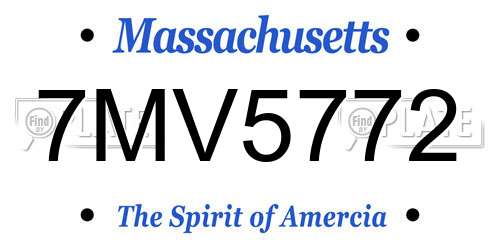 7MV5772 Massachusetts License Plate