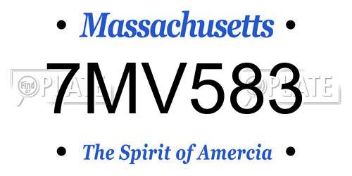7MV583 Massachusetts License Plate