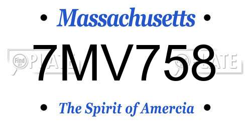 7MV758 Massachusetts License Plate