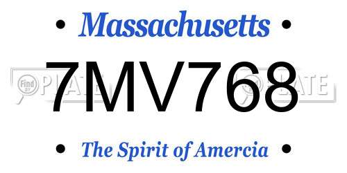 7MV768 Massachusetts License Plate