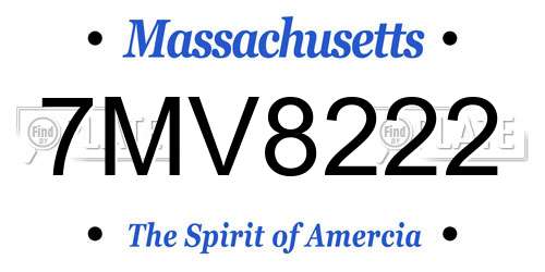 7MV8222 Massachusetts License Plate
