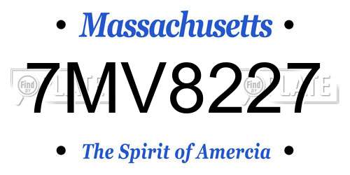 7MV8227 Massachusetts License Plate